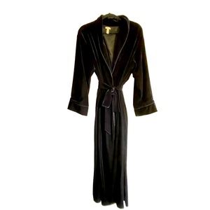 Black velvet, full length bath robe.